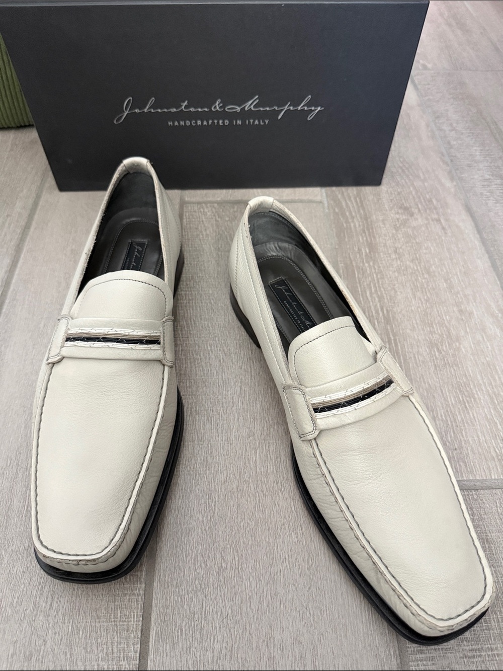 Johnston & Murphy Off-White Leather Penny Loafers--Summer Shoes